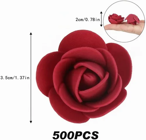 Vista 2 de 500 cabezas de rosas de espuma color burdeos, flores artificiales a granel para manualidades, ramos de boda, centros de mesa de baby shower