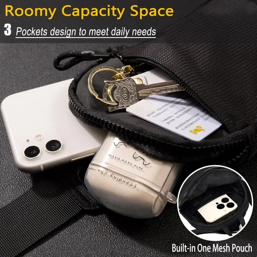 Vista 4 de Mini bolso bandolera para hombres y mujeres, bolso cruzado pequeño impermeable para teléfono, riñoneras, bolsa de bolsillo personal, mochila
