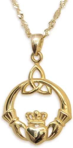 Vista 10 de Collar de plata esterlina 925 irlandés Claddagh - Colgante con nudo celta de trino con cadena de 20 pulgadas - Encanto de corona de corazón