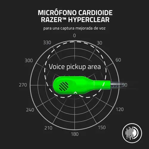 Vista 3 de Razer BlackShark V2 X Gaming Headset, 3.5mm Audio Jack, Green Verde
