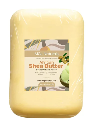 Vista 10 de MGL Naturals Manteca de Karité Africana Cruda Color Marfil 5 lb, 100% Pura y Sin Refinar. Nutre e hidrata la piel y el cabello. Úsala sola