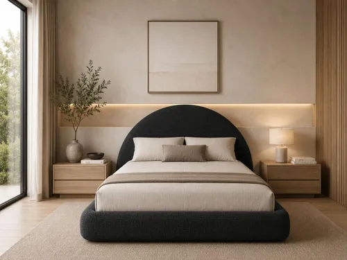 Vista 20 de Cama redonda – Funda lavable con cremallera – Espuma suave tapizada de lino – Modular minimalista moderno – Media luna – Se vende por separado