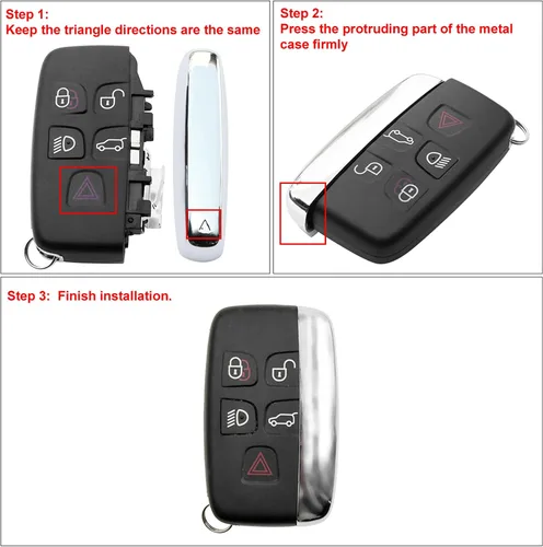 Vista 8 de uxcell Funda de repuesto para llave de coche KOBJTF10A para Range Rover Discovery 4 negro 5 botones