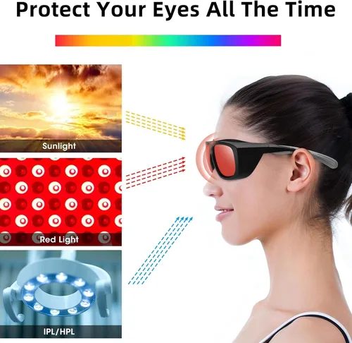 Vista 4 de Alsenor IPL 200nm-540nm y 532nm OD5+ gafas de seguridad láser gafas de terapia de luz roja para bronceado gafas y tratamiento de depilación láser