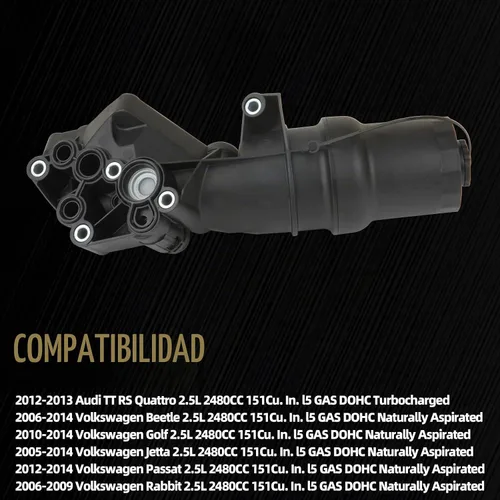 Vista 2 de Kit de adaptador de carcasa de filtro de aceite de motor con adaptador de sensor de junta de filtro de aceite compatible con Audi TTRS Mk2 VW New