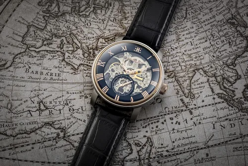 Vista 6 de Thomas Earnshaw Mens 42mm Westminster Skeleton Automatic Watch with Genuine Leather Strap ES-8041