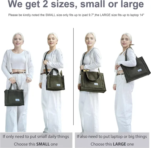 Vista 4 de UERRUAM Bolso de mano para mujer, bolsa de pana de trabajo, bolso cruzado para mujer, bolsas de viaje, bolsos de mano para uso diario