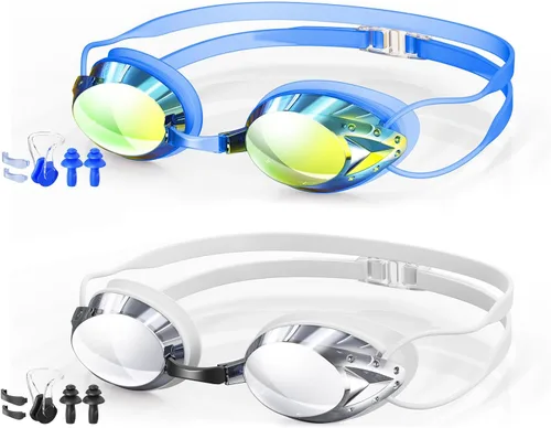 Vista 9 de Gafas de natación, paquete de 2 gafas de natación antivaho para adultos, jóvenes, hombres y mujeres