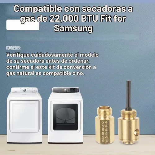 Vista 5 de LPKIT-3/XAA LP Kit de conversión de gas natural a propano líquido de repuesto para secadora Samsung, pieza de repuesto de latón 100% puro