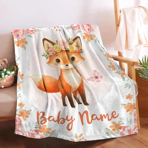 Vista 22 de Manta de bebé personalizada para niñas y niños pequeños, recién nacidos, regalos personalizados de vaca floral con nombre y texto, 40 x 30 pulgadas
