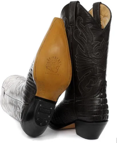 Vista 3 de Grinders Carolina Negro Croc Mens Western Cowboy Botas