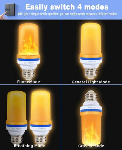 Vista 6 de Bombillas LED más pequeñas, 4 modos de luz parpadeantes de Halloween para decoración al aire libre con sensor de gravedad, bombilla de efecto