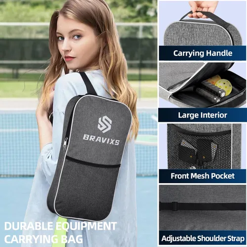 Vista 7 de Juego de 2 palas de pickleball Bravixs aprobadas por USAPA, fibra de carbono T700 en bruto, raquetas de pickleball con superficie de fricción, con 4