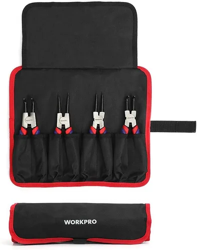 Vista 4 de WORKPRO Juego de 4 alicates de anillo a presión – Kit de alicates de clip para circuito interno/externo de 7 pulgadas