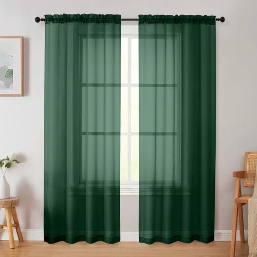 Vista 93 de 2 paneles de cortinas traslúcidas blancas para dormitorio, sala de estar, 96 pulgadas de largo, modernas, suaves, ligeras, con bolsillo para barra
