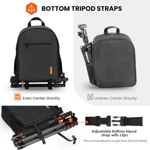 Vista 4 de TARION Mochila para cámara pequeña – Estuche profesional para fotografía DSLR con compartimento para laptop de 13 pulgadas y cubierta impermeable