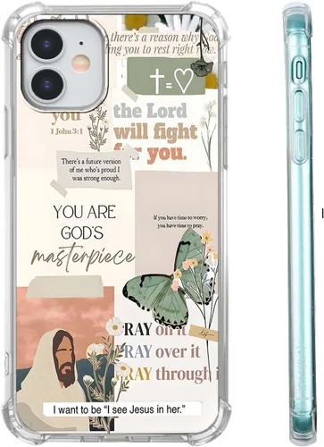 Vista 84 de Funda para Celular con Versículos de la Biblia, Colocación de Citas Cristianas de Jesús, Diseño Collage, Funda Protectora Suave de TPU de Moda