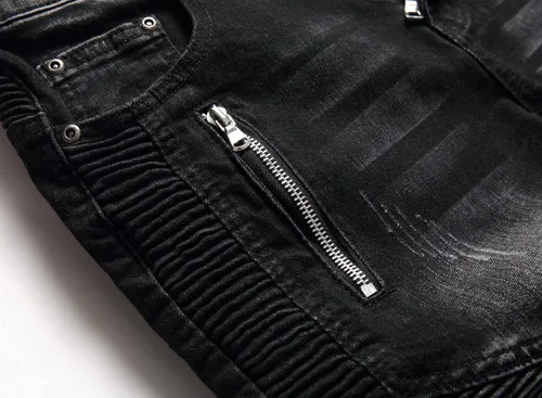 Vista 7 de AITITIA Jeans de motociclista de ajuste regular para hombre