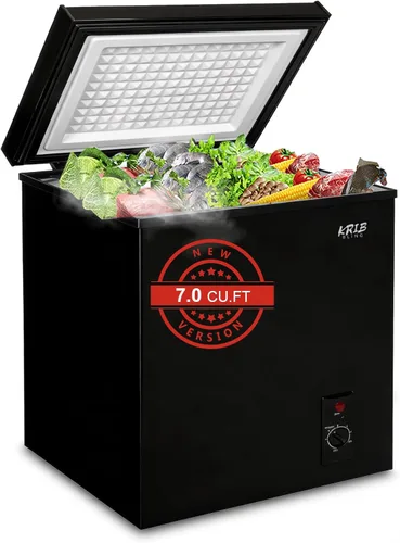 Vista 12 de Chest Freezer 3.5 Cu.Ft Mini 7 Gears Temperature Control Compact Deep Freezer with Top Open Door and Removable Storage Basket Black