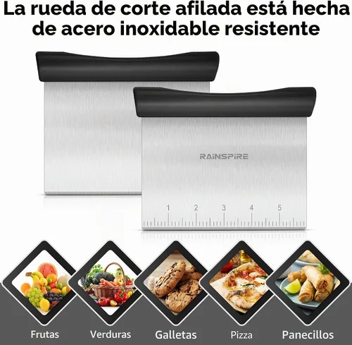 Vista 6 de Raspador de banco de acero inoxidable multiusos para batidora de masa y cortador de pastelería