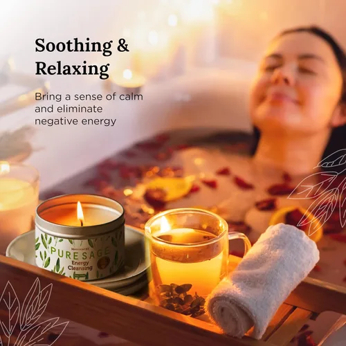 Vista 4 de MAGNIFICENT 101 Vela de salvia blanca pura para limpieza energética de la casa, elimina la energía negativa I, purifica y cura los chakras, vela
