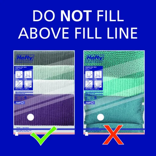 Vista 7 de Hefty Shrink-Pak - 2 bolsas de almacenamiento con sellado al vacío medianas, 2 grandes, 2 XL, bolsas ahorradoras de espacio para ropa, almohadas