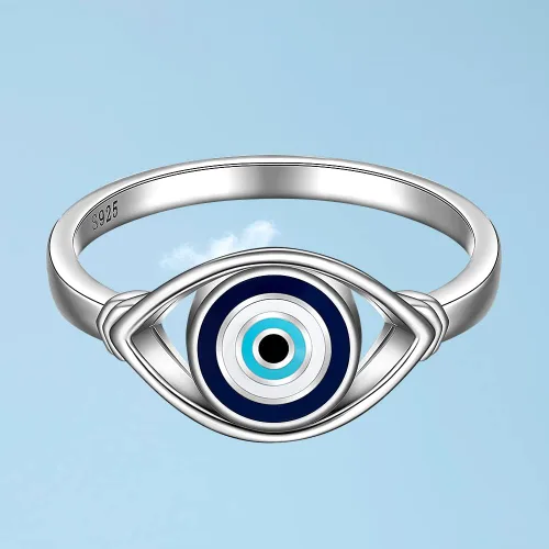 Vista 7 de Fenthring Anillo contra el mal de ojo para mujer, joyería de protección Evil Eye-101-plata esterlina