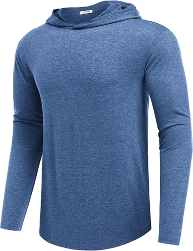 Vista 15 de PINSPARK Sudaderas ligeras con capucha tipo pullover para hombres, manga larga, sudadera con capucha para golf, gimnasio, entrenamiento, sudadera