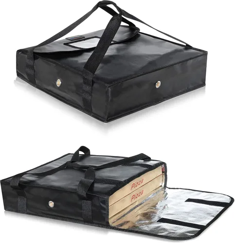 Vista 4 de New Star Foodservice 51100 Bolsa de entrega de pizza aislada, 18 x 18 x 5 pulgadas, color negro