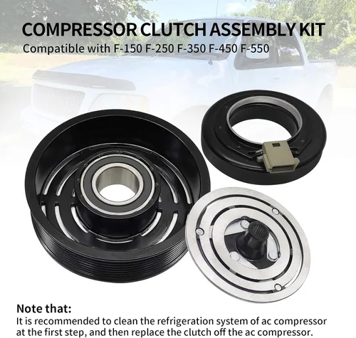 Vista 5 de Saihisday Kit de ensamblaje de embrague del compresor de CA Reemplazo de la bobina del compresor de CA para F-250 para F-350 para F-450 para F-550