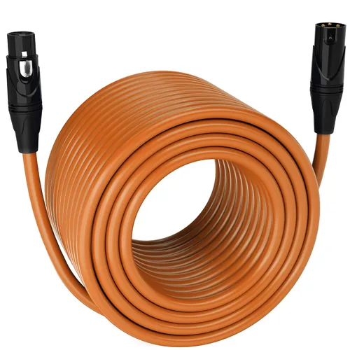 Vista 99 de LyxPro Cable de micrófono XLR hembra a macho de ángulo recto de 3 pines de 1.5 pies para altavoces amplificados, interfaz de audio, rendimiento