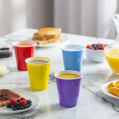 Vista 6 de GUSTO Vasos de plástico desechables para fiestas, 12 onzas, 240 unidades, varios colores, para fiestas, eventos y uso diario, paquete muy cómodo