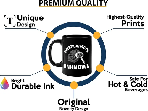 Vista 3 de Taza de café detective de 11 onzas, color negro - Investigando lo desconocido - Oficial de policía policía patrulla detective sheriff aplicación