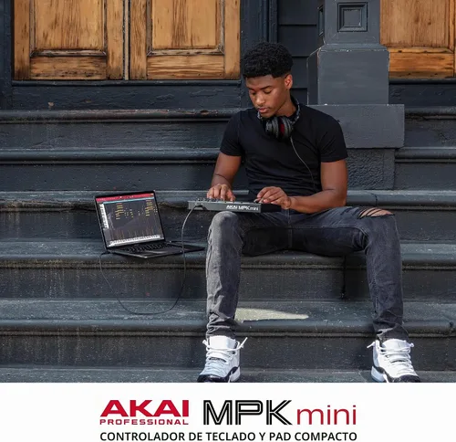 Vista 9 de [Usado] Akai Professional MPK Mini MK3 - Controlador de teclado MIDI USB de 25 teclas con 8 almohadillas de percusión con retroiluminación, 8