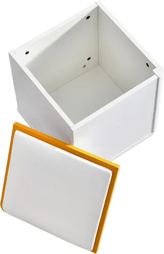Vista 7 de Mesa auxiliar elevable con 4 taburetes de almacenamiento, moderna mesa central de ahorro de espacio con parte superior plegable, mesa de centro