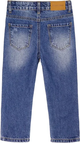Vista 2 de KIDSCOOL SPACE Pantalones de mezclilla rasgados con banda elástica para niños pequeños