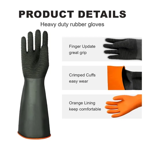 Vista 3 de North Tower Guantes de goma resistentes a productos químicos, guantes resistentes para trabajo con guantes impermeables para hombre