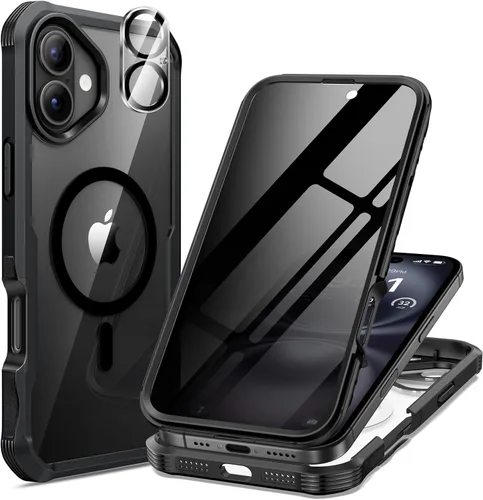 Vista 30 de seacosmo para iPhone Air Funda, Carcasa Completa con Protector de Privacidad de Vidrio Templado 9H Integrado y Protector de Lente de Cámara