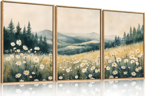 Vista 45 de Arte de Pared de Lienzo Enmarcado con Grandes Pinceladas Abstractas, Decoración de Pared Azul Marino Neutro, Pintura de Pared Moderna en Tonos