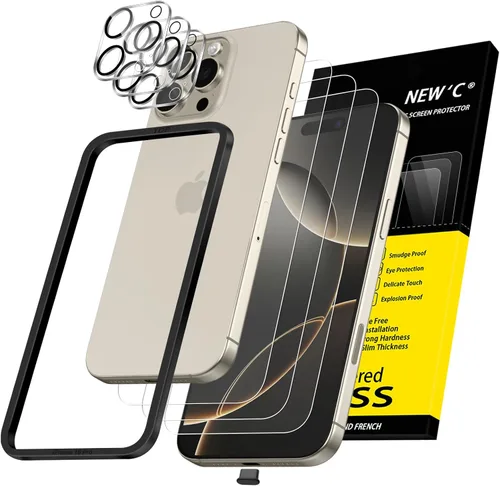 Vista 18 de NEW'C 3x Protector de privacidad para pantalla de iPhone 13 (15,49 cm) + 3x Protector de lente de cámara, protección del sensor, película de vidrio