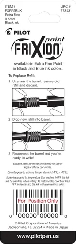 Vista 2 de Pilot FriXion, recarga para bolígrafo con tinta de gel, paquete de 3, Negro