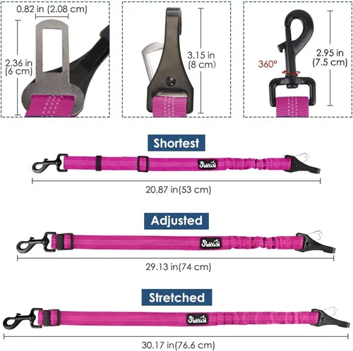 Vista 38 de SlowTon Cinturón de seguridad para perro, correa de cinturón de seguridad ajustable para perro, 2 en 1, cinturón de seguridad para perro