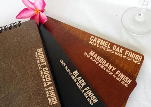Vista 6 de Libros de invitados de boda de madera personalizados (11 x 8.5 pulgadas, tinte de madera de roble) con encanto rústico, álbum de fotos instantáneas