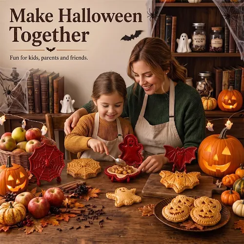 Vista 2 de Juego de moldes para tartas de mano de Halloween, suministros reutilizables E-4 piezas