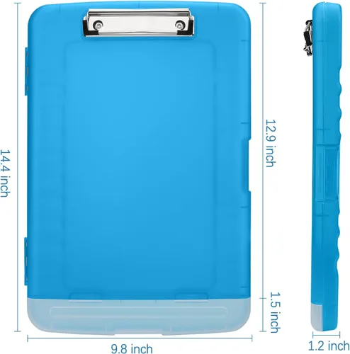 Vista 2 de Meiikun Portapapeles con almacenamiento, portapapeles de plástico de 8.5 x 11 pulgadas con soporte para bolígrafo, carpeta portapapeles de Azul