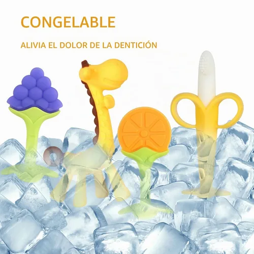 Vista 6 de Chuya Juguetes de dentición para bebés, mordedores con cepillo de dientes de plátano, cepillado de dientes, sin BPA, juguete masticable, para bebés