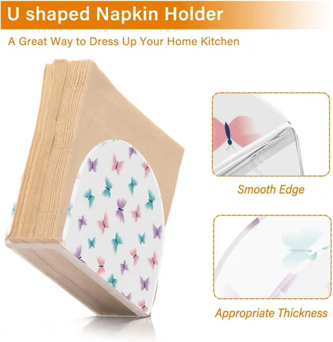 Vista 4 de Butterfly Acrylic Napkin Holder Clear Paper Napkin Table Tabletop Tissue Dispenser Kitchen Dining Room Bathroom Party Hotel Decor