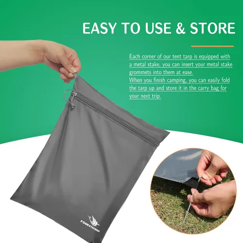 Vista 5 de Lona de camping impermeable con bolsa de transporte para debajo de la tienda, huella ultraligera para tienda de campaña en el suelo, senderismo