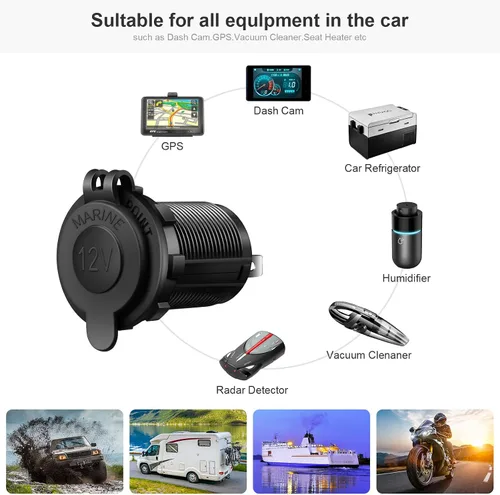 Vista 7 de MXRS - Enchufe para encendedor de cigarrillos de 12 V, para coche, motocicleta, todoterreno, RV, toma de corriente, enchufe impermeable, 3