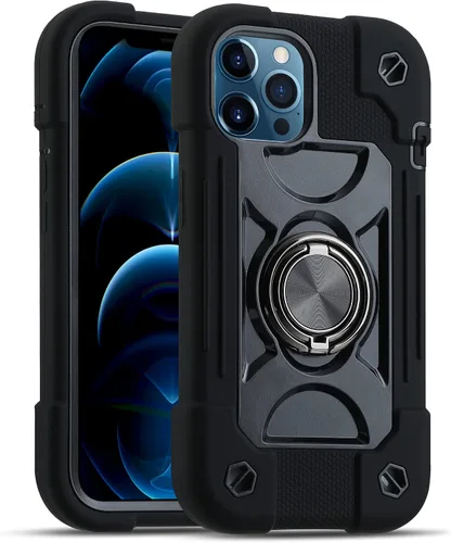 Vista 45 de MARKILL Funda compatible con iPhone Air de 6.5 pulgadas 2025 con soporte de anillo giratorio de 360 grados, protección contra caídas de grado
